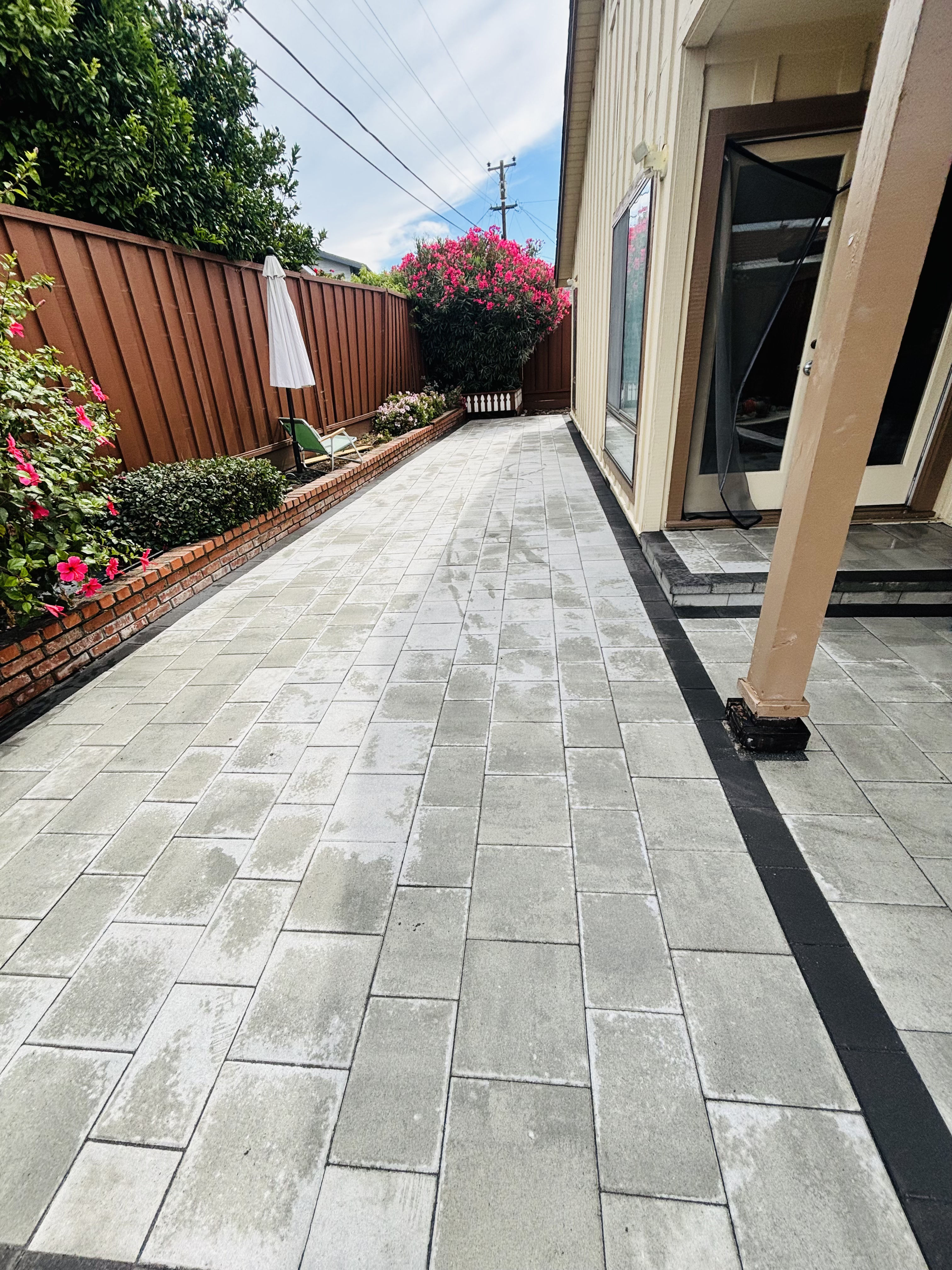 Modern paver walkway installation completed by Garescape in Fremont